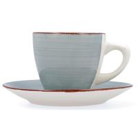 Set de 2 tazas con plato, azul turquesa, ceramica, 22 cl,  Vita Morning Aqua Quid