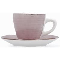 Set de 2 tazas con plato, rosa, ceramica, 22 cl,  Vita Morning Peoni Quid