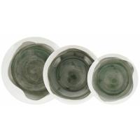 Vajilla de porcelana Etherea Verde, 18 platos: 6 llanos 27 cm, 6 hondos 23 cm y 6 de postre 19 cm BIDASOA