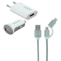 Kit de viaje 12/24v micro USB & Iphone, carga USB AUTO-T, 1 ud