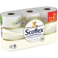 Papel higiénico dermo cuidado SCOTTEX, paquete 6 uds