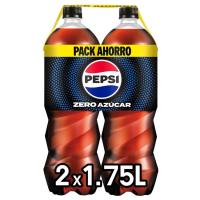 Refresco de cola sin azúcar PEPSI MAX, pack 2x1,75 litros
