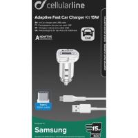 Cargador de coche USB-C 15W con cable Samsung CELLULAR LINE