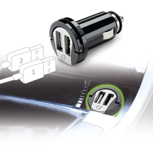 Cargador coche 2 usb 10w negro CELLULAR LINE, 1 ud