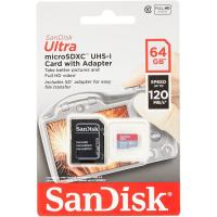 SANDISK ULTRA 64 GB CLASS 10 mikroSDXC txartela egokigailuarekin