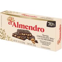 Turrón chocolate con almendras 70% EL ALMENDRO, caja 285 g