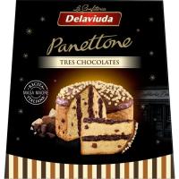 Panettone de tres chocolates DELAVIUDA, caja 750 g