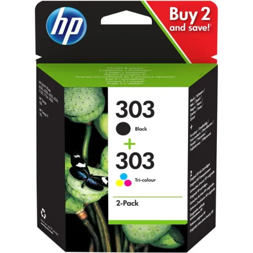 Cartucho tinta original negro-tricolor 3YM92AE 303 HP, pack 2uds