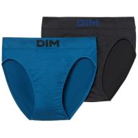 Slip hombre sin costuras microfibra, azul/negro talla XL DIM BASIC, pack 2 uds