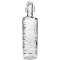 Botella Aire, de vidrio tallado en transparente, tapón hermético QUID, 1 litro