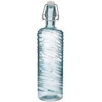 Botella Aire, vidrio tallado color azul, tapón hermético QUID, 1 litro