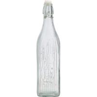 Botella cuadrada Viba, vidrio tallado transparente, tapón hermético QUID, 1litro
