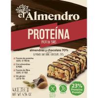 Barritas de proteína de chocolate negro EL ALMENDRO, pack 4x35 g