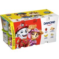 Yogur sabores fresa mac platano vainilla DANONE, pack 16X125 g