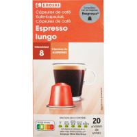 Café espresso lungo EROSKI, caja 20 monodosis