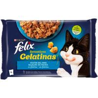 Gelatinas de pescado para gato FÉLIX SENSATIONS, pack 4x85 g