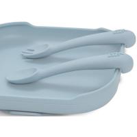 Cuchara y tenedor azul de silicona INTERBABY