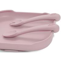 Cuchara y tenedor rosa de silicona INTERBABY
