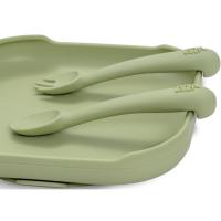 Cuchara y tenedor verde agua de silicona INTERBABY