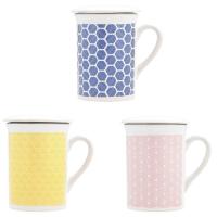 Taza Mug infusiones con tapa y filtro, loza, colores ¿Cuál te llegará?, 33 cl