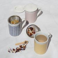 Taza Mug infusiones con tapa y filtro, loza, colores ¿Cuál te llegará?, 33 cl