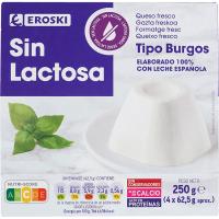 Queso de Burgos sin lactosa EROSKI, pack 4x62,5 g