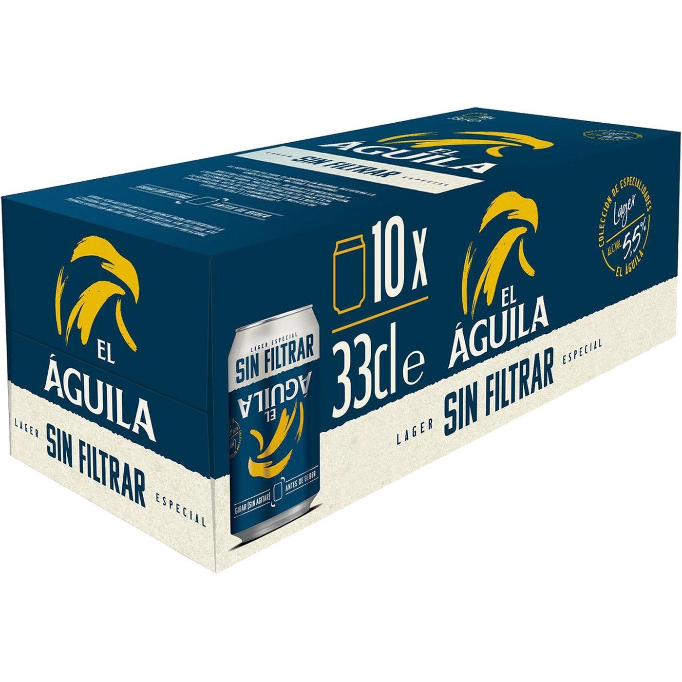 precios Cerveza Sin Filtrar El Aguila, Pack Lata 10X33 Cl en Eroski