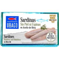 Sardinas sin piel en aceite de oliva UBAGO, lata 120 g