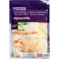 Queso rallado Mozzarella para pizza EROSKI, bolsa 200 g
