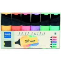 Marcador fuorescente 6 colores pastel, Text Liner PLUS OFFICE, pack 6 uds