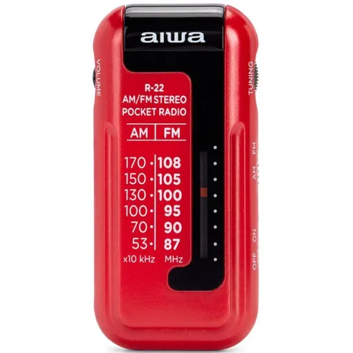 Radio portátil con auriculares roja, a pilas, R-22RD AIWA