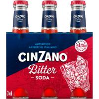 Bitter con soda CINZANO, pack 3x20 cl