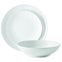 Vajilla de porcelana blanca Porto, 18 platos: 6 llanos 27 cm, 6 hondos 23 cm, y 6 de postre 19 cm KASA