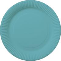 Plato azul compostable libre de plástico Ø23 cm, pack 12 uds