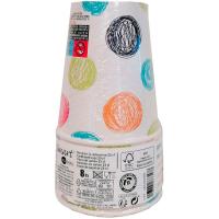 Vasos compostable libre de plástico decorado garabatos colorines 20 cl, pack 8 ud
