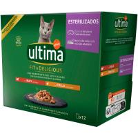 Alimento de pollo, buey gato esterilizado ULTIMA, caja 1.020 g