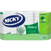 Papel higiénico natura NICKY, paquete 6 rollos