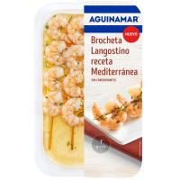 Brocheta langostino receta Mediterránea AGUINAMAR, bandeja 145 g