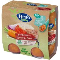 Potito de verduras, ternera y arroz HERO, pack 2x235 g