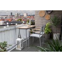 Mesa compact  auxiliar, aluminio y madera FSC CORE COLLECTION, 138x43x76 cm
