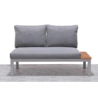 Banco 2 plazas Hydra, cojín gris, aluminio y madera FSC SCANCOM, 77x138x73 cm