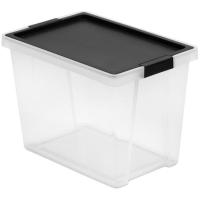 Caja de plástico con tapa negra New, capacidad 15 litros TATAY, 36x25x26 cm