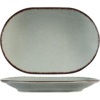 Plato oval de porcelana Pearl verde, 24 cm