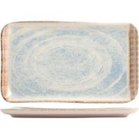 Plato rectangular en gres stoneware azul y marrón Sky, 14x24 cm