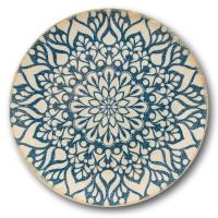 Fuente redonda Siviglia, en porcelana con mandala azul, Ø31 cm