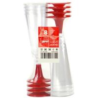 Copa flauta para cava reutilizable, transparente con pie rojo 130 ml, pack 8 uds