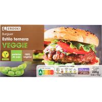 Hamburguesa estilo ternera vegana EROSKI VEGGIE, caja 220 g
