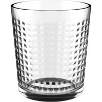 Vaso de vidrio transparente labrado, base cuadrada, Square Urban QUID, 36 cl