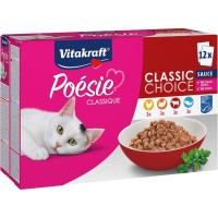 Sobres de ave con gelatina para gato POESIE, pack 12x85 g