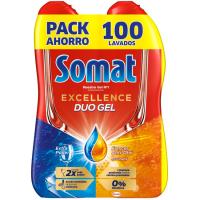 Lavavajillas gel excell vinagre SOMAT, pack 2x50 dosis